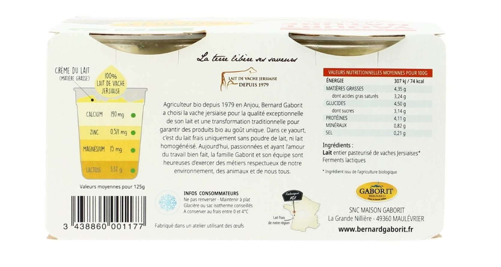 Yaourt bio nature au lait entier 4x125g – Image 2
