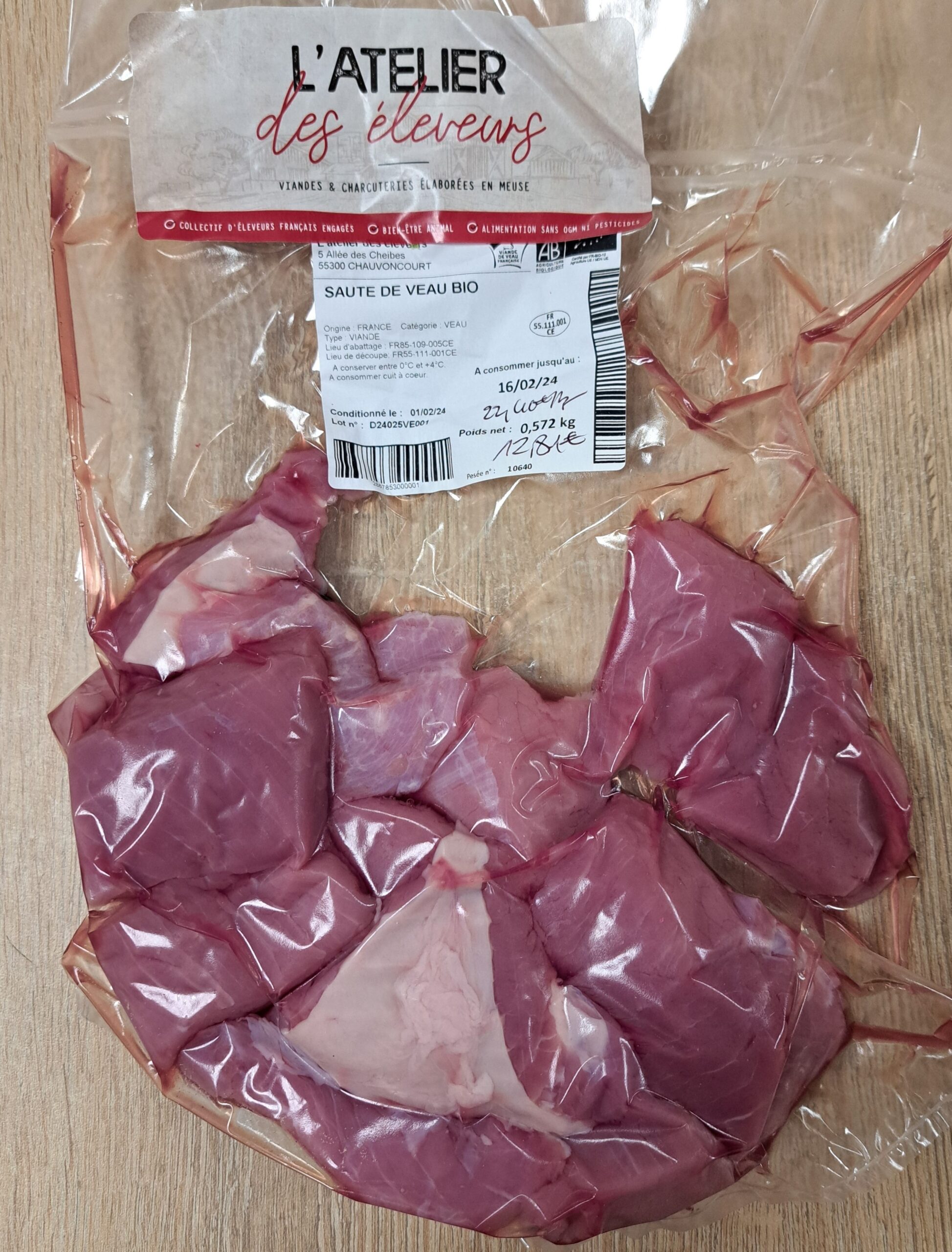 Sauté de Veau Bio 500g SV